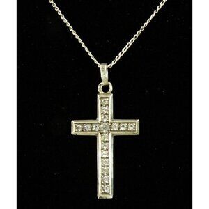 Cross Necklace French Silver on Chain Necklace